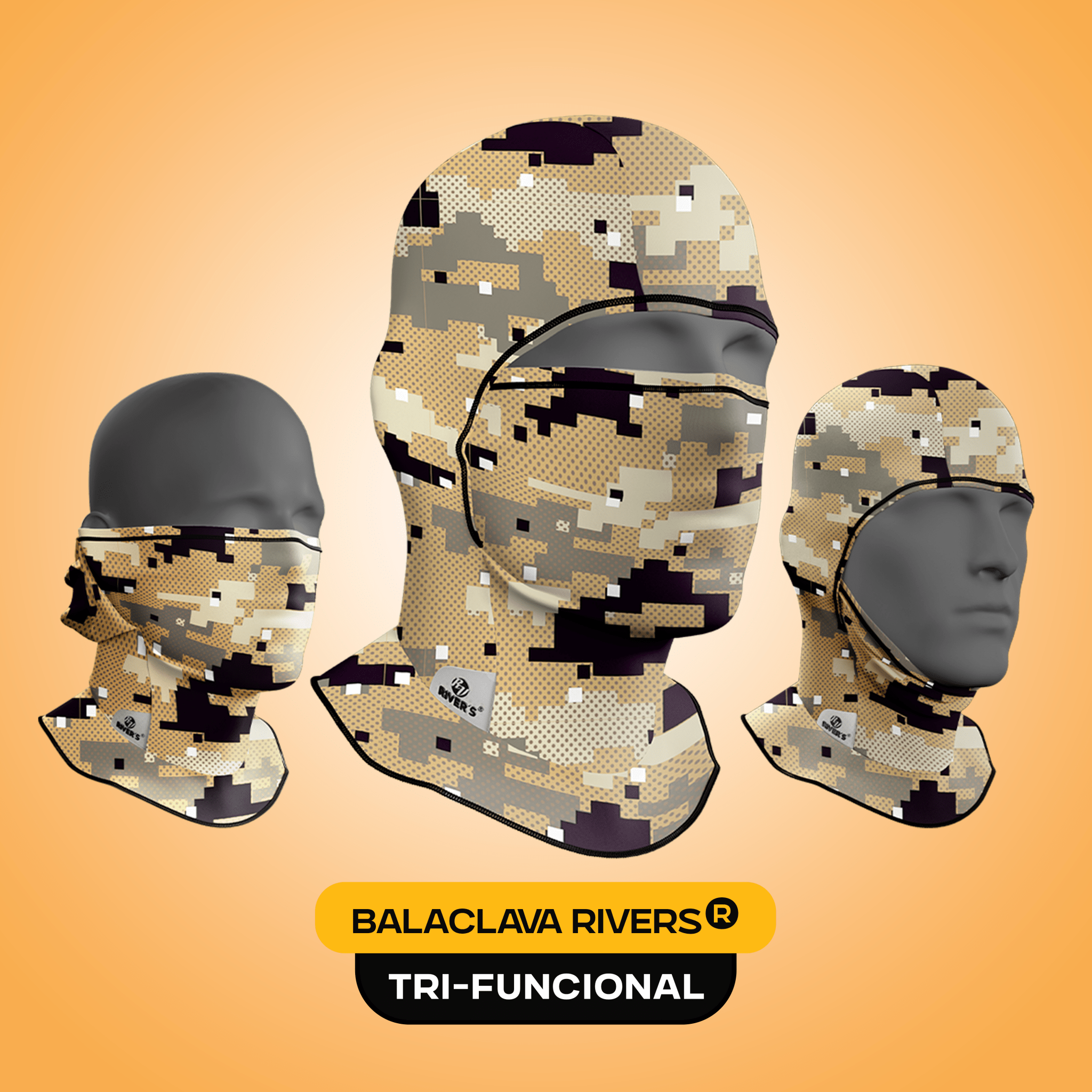 BALACLAVA RIVERS® Camuflaje pixelado decierto - River´s Colombia PasamontañasRIVERS®BALACLAVA RIVERS® Camuflaje pixelado decierto - River´s Colombia