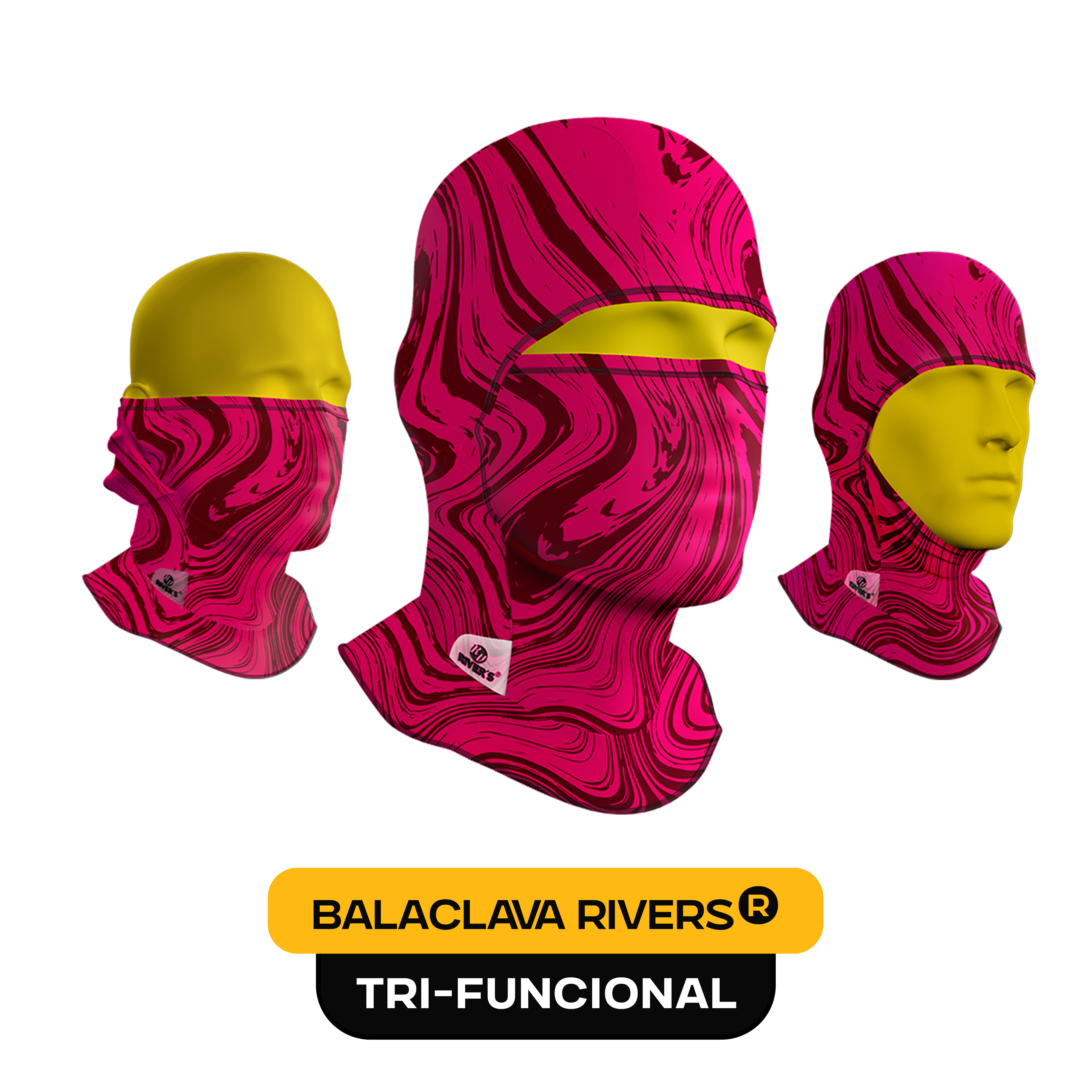 Balaclava Tri-Funcional Rivers® Flujo Carmesí