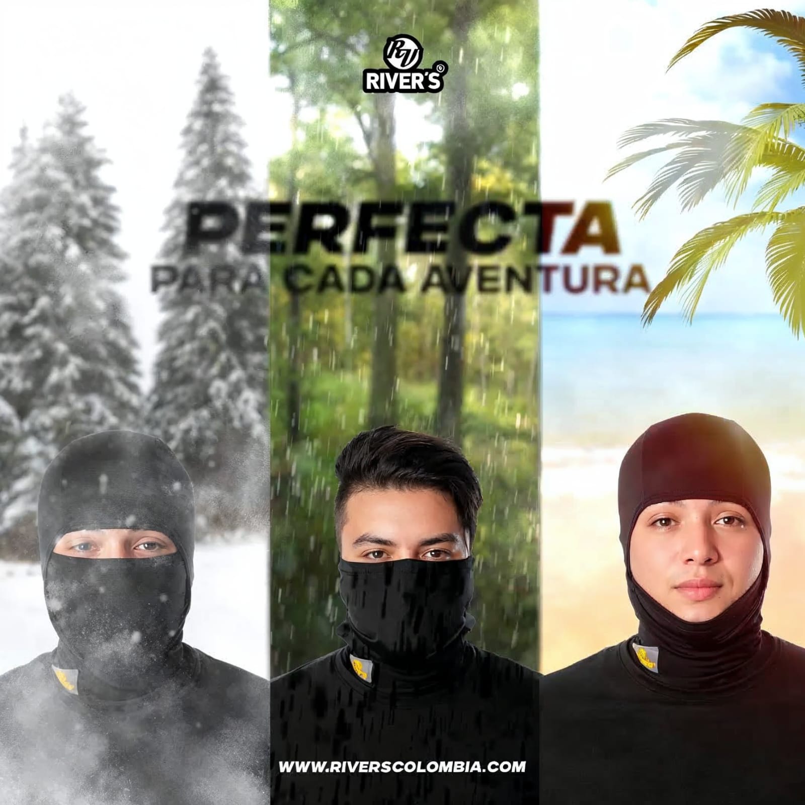Balaclavas RIVER'S® COLOR SÓLIDO NEGRO