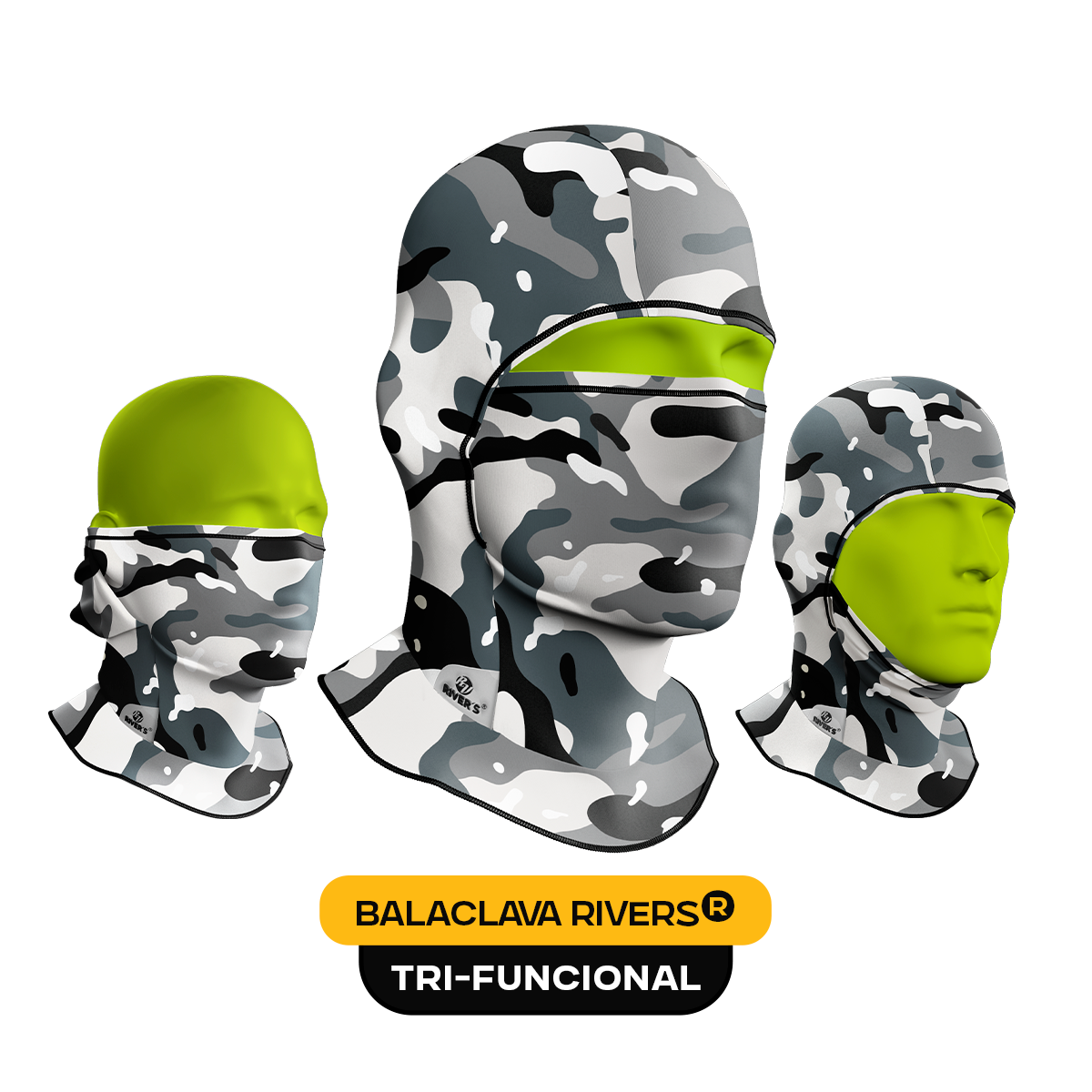 BALACLAVA Tri-funcional RIVERS®  Camuflaje Gris