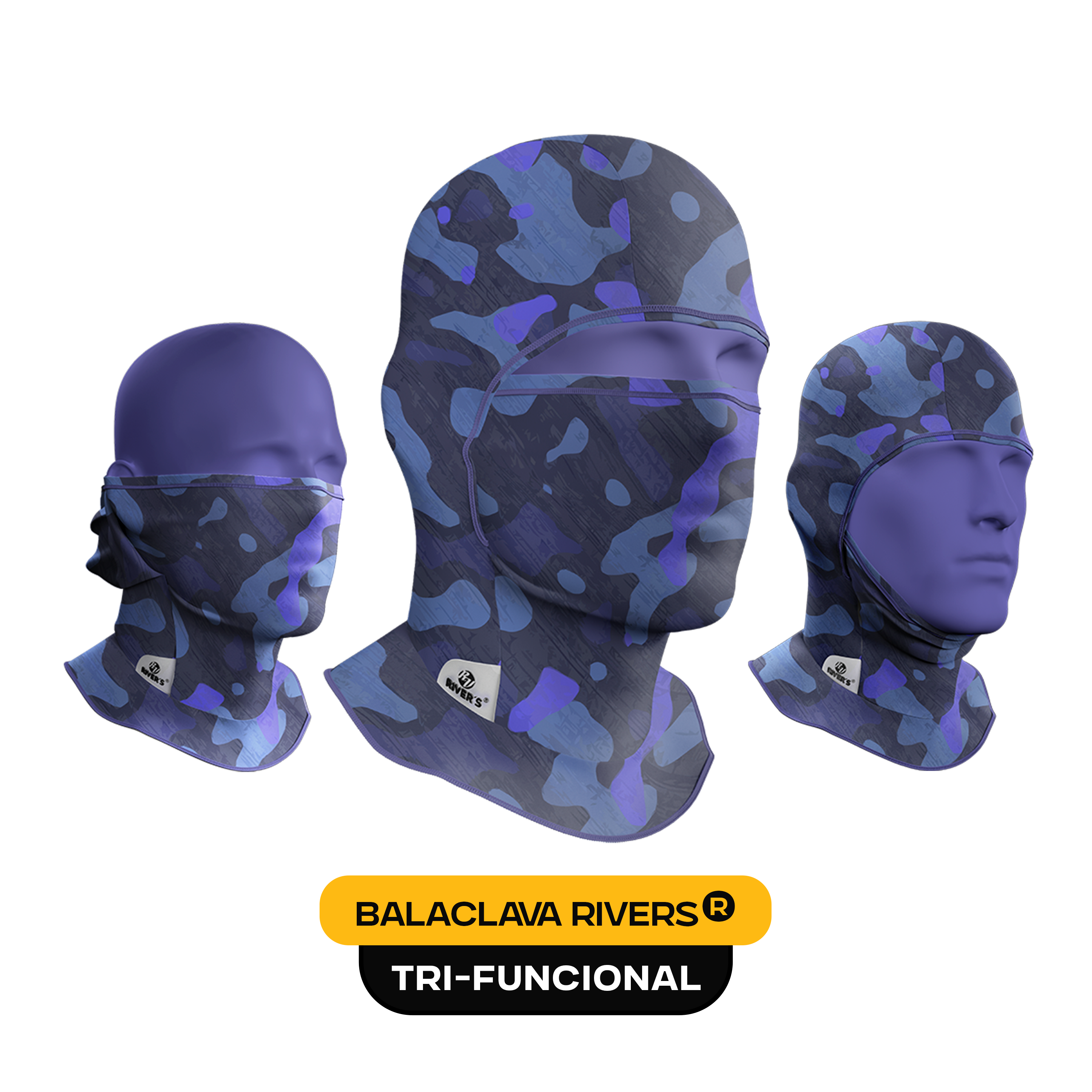 Balaclava Tri-Funcional Rivers® Camo Índigo