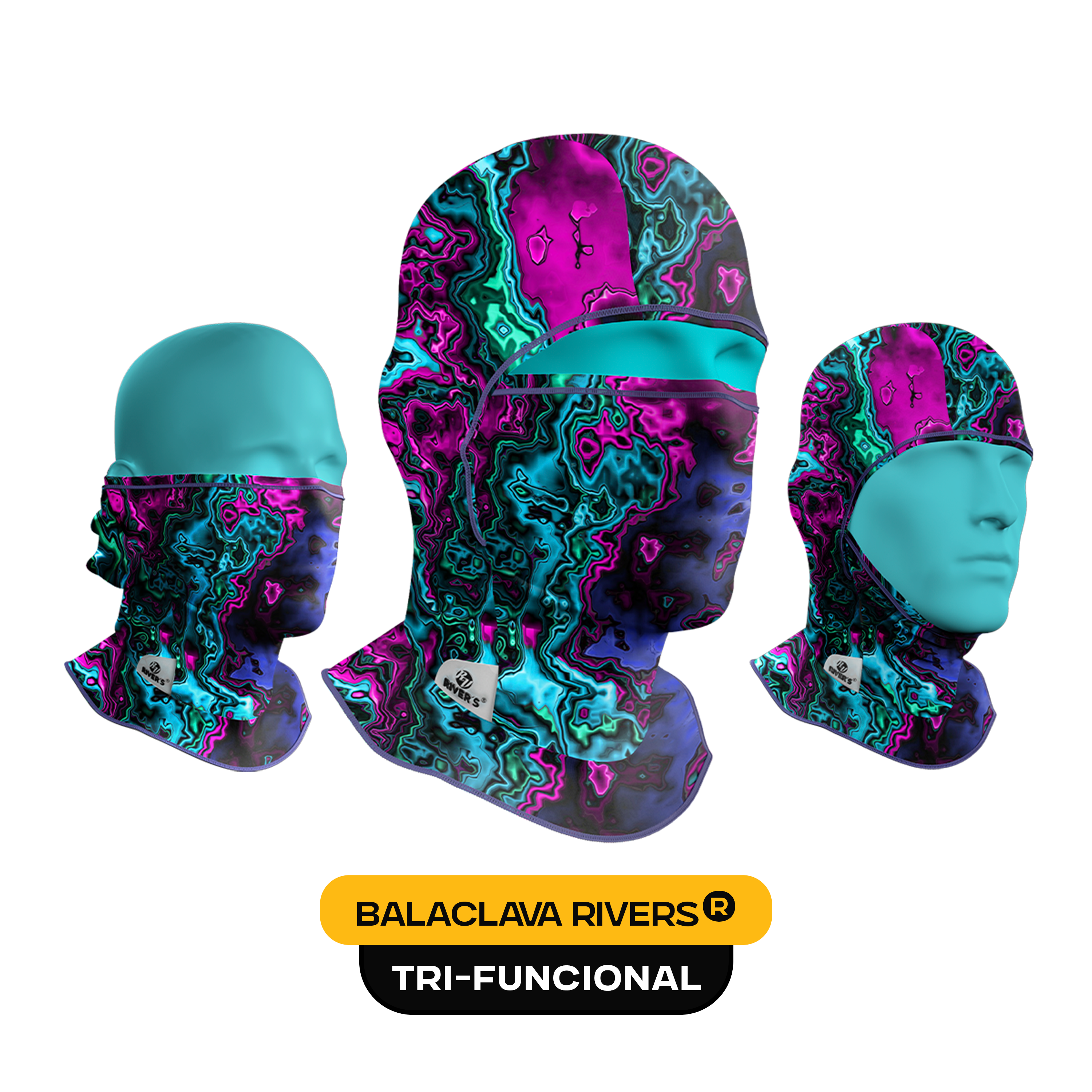 Balaclava Tri-Funcional Rivers® Fluido Neón