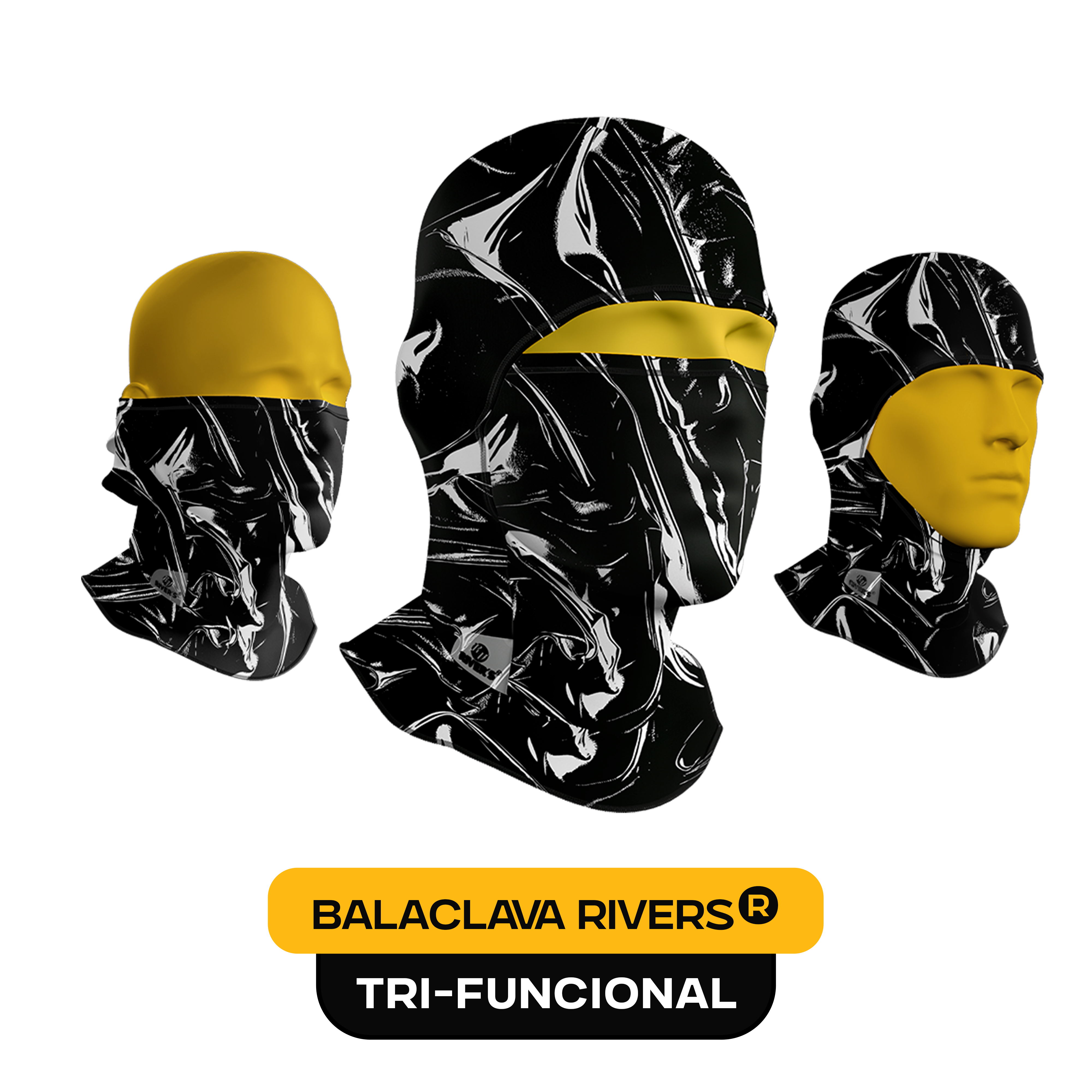 Balaclava Tri-Funcional Rivers® Negro Espectral.